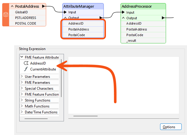 Attributes from outside the custom transformer are not present unless exposed